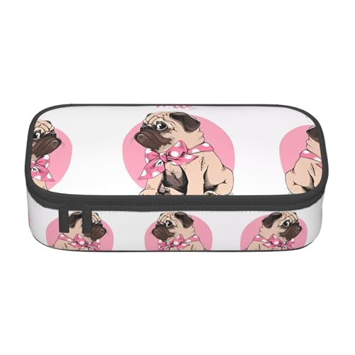 VXXNlnn Federmäppchen mit Katzendruck – Mehrzweck-Stift-Organizer, Schreibwaren-Tasche, perfekt für Schule, Büro und Reisen, Lustiger Mops, Einheitsgröße, Schulranzen von VXXNlnn