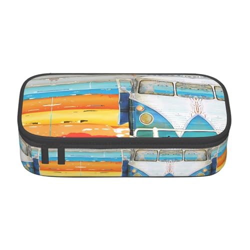 VXXNlnn Federmäppchen mit Katzendruck – Mehrzweck-Stift-Organizer, Schreibwaren-Tasche, perfekt für Schule, Büro und Reisen, Retro-Bus, Einheitsgröße, Schulranzen von VXXNlnn