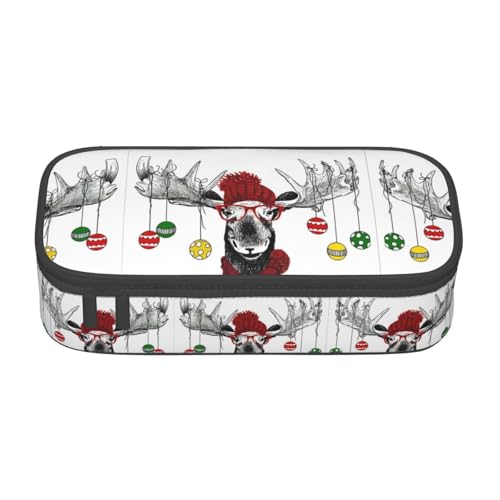 VXXNlnn Federmäppchen mit Meerjungfrauen-Druck – Mehrzweck-Stift-Organizer, Schreibwaren-Tasche, perfekt für Schule, Büro und Reisen, Lustiger Weihnachts-Elch, Einheitsgröße, Schulranzen von VXXNlnn