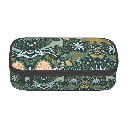 VXXNlnn Federmäppchen mit Zwergenbienen-Motiv, Gelb mit Blumendruck, Mehrzweck-Stift-Organizer, Schreibwarentasche, perfekt für Schule, Büro und Reisen, Niedlicher Dinosaurier, Einheitsgröße von VXXNlnn