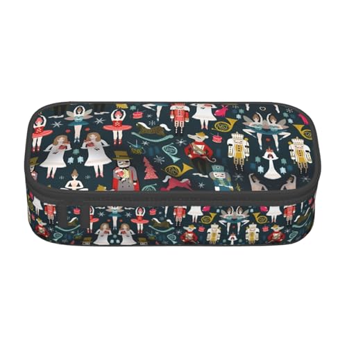 VXXNlnn Federmäppchen mit amerikanischer dünner blauer Linienflagge, Mehrzweck-Stift-Organizer, Schreibwarentasche, perfekt für Schule, Büro und Reisen, Damen Nussknacker Ballett Xmas Dance von VXXNlnn