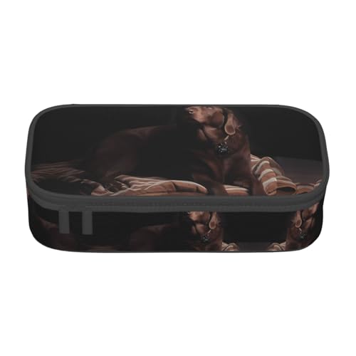 VXXNlnn Federmäppchen mit blauem Rosenmuster – Mehrzweck-Stift-Organizer, Schreibwarentasche, perfekt für Schule, Büro und Reisen, Braun Labrador Retriever, Einheitsgröße, Schulranzen von VXXNlnn