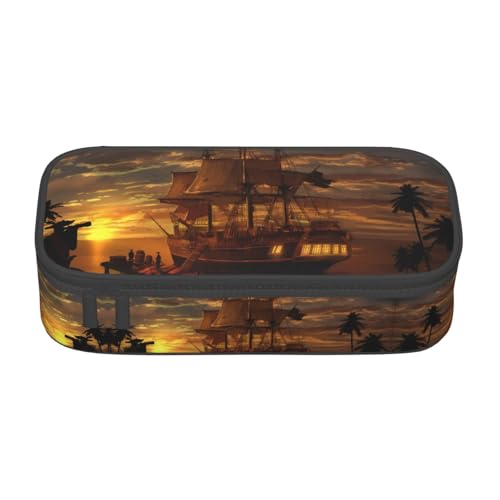 VXXNlnn Federmäppchen mit hellen Sternen – Mehrzweck-Stift-Organizer, Schreibwarentasche, perfekt für Schule, Büro und Reisen, Boot in der Dämmerung, Einheitsgröße, Schulranzen von VXXNlnn