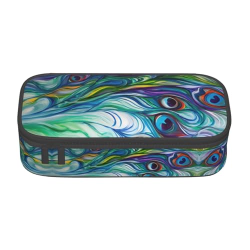 VXXNlnn Federmäppchen mit violetten und grünen Trauben, Mehrzweck-Stift-Organizer, Schreibwarentasche, perfekt für Schule, Büro und Reisen, Abstrakte Federn, Einheitsgröße, Schulranzen von VXXNlnn