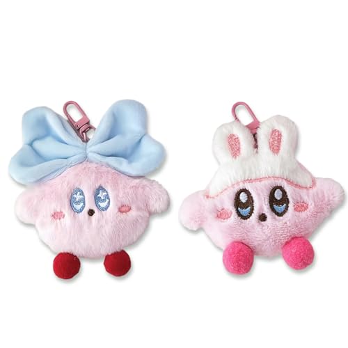 VYIBPDY 2 Stück süßer Anhänger mit Schleife aus Plüsch mit Cartoon-Kaninchen,Dekorationspuppe für Kinderrucksäcke,Taschenanhänger,Plüschiger Kuscheltier Anhänger für Kinder & Erwachsene von VYIBPDY