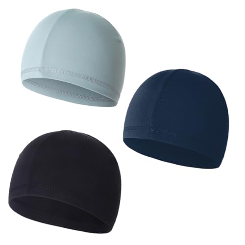 VYIBPDY 3 Stück Unterziehmütze Unterhelm Laufkappe Herren Fahrrad Mütze Sommer Fahrradmütze Helmmütze Herren Sportmütze Skull Cap Atmungsaktiv von VYIBPDY