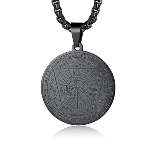 VYIBPDY Amaxer Das Siegel der sieben Erzengel Halskette Amulett Medaille Anhänger Schmuck für Frauen Männer Schwarz von VYIBPDY