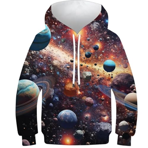 VYIPAXTOR Planet 3D Gedruckt Hoodie Sportlich Casual PulLieber Mit Tasche Langarm Sweatshirts Für Kinder 7-9Y von VYIPAXTOR