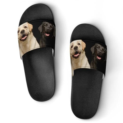 VYJLOO Damen Schlappen Golden Retriever Labrador Badeschuhe rutschfest Badeschlappen Hausschuhe Slides Sandalen Slippers von VYJLOO