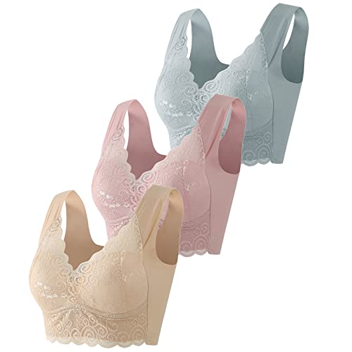 VYLYNL Damen-BHs mit 3 Spitzen-BHs, Übergrößen-BH, Damen-Unterwäsche, Bralette, bauchfreies Top, sexy Damen-BH, großes Top, weiblicher BH, große BHs, mehrfarbig, 5XL VYLYNL Damen-BHs mit 3 Spitzen-BHs, Übergrößen-BH, Damen-Unterwäsche, Bralette, bauchfreies Top, sexy Damen-BH, großes Top, weiblicher BH, große BHs, mehrfarbig, 5XL von VYLYNL