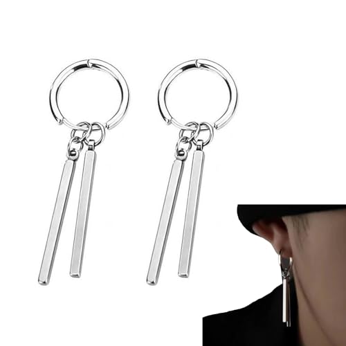 VYNZOR 1 Paar Ohrringe Männer Earrings Men, Chirurgenstahl Punk Style Stecker Creolen, Geschenk für Rocker Metal Fans von VYNZOR