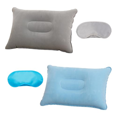 VYNZOR 2 Stück aufblasbares Kissen & Luftkissen Set, Komfortables Reisekissen mit Samtbezug, Nackenstütze für Camping, Flugreisen, Auto und Büro, Leicht & Platzsparend von VYNZOR