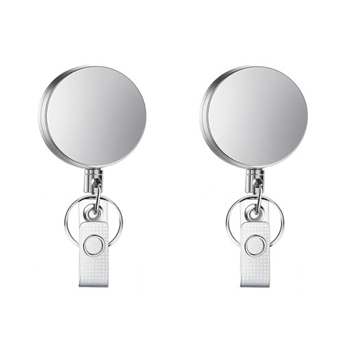 VYNZOR 2er Pack Metallischer Badge Holder, Ausziehbarer Schlüsselanhänger mit 70cm band, Federnder Ausweis Jojo mit Clip für Pflegepersonal, Krankenschwester, Veranstaltung, Lager von VYNZOR