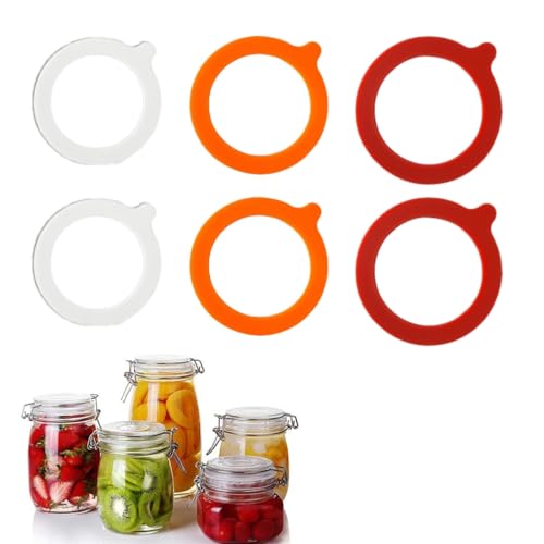 VYNZOR Geeignet für Weck Gummiringe 6 Stück, Gummiringe für Einmachgläser, Premium Silikon Dichtungsringe Luftdicht & Auslaufsicher, Wiederverwendbar für gläser Einmachgläser Ein (Multi-Size Kit) von VYNZOR