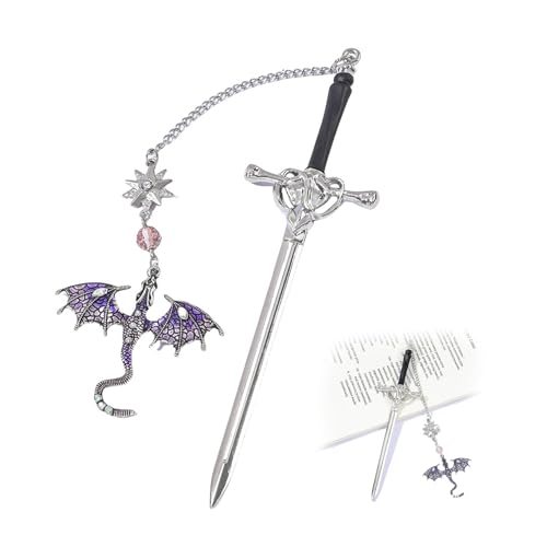 VYNZOR Lesezeichen Fantasy Schwert Lesezeichen Metall,Lesezeichen Drache,Elegantes Buchzeichen für Bücherliebhaber, Mittelalterliches Drachen Design Lesezeichen für Fantasy Romane, für Frauen Männer von VYNZOR