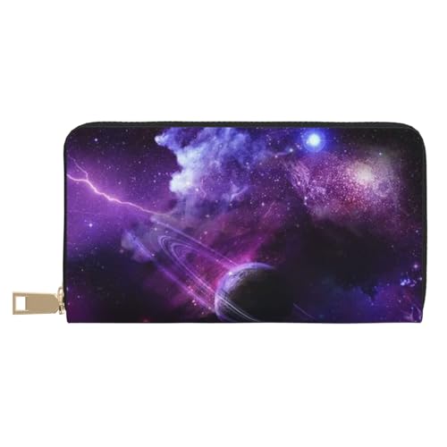 Galaxy Starry Space Purple Starry Long Faux Leather Clutch Chic Stylish Women'S Wallets For Modern Women Large Capacity Card Holder And Organizer Pockets Durable Purse Handbag For Everyday Travel, von VYONNE