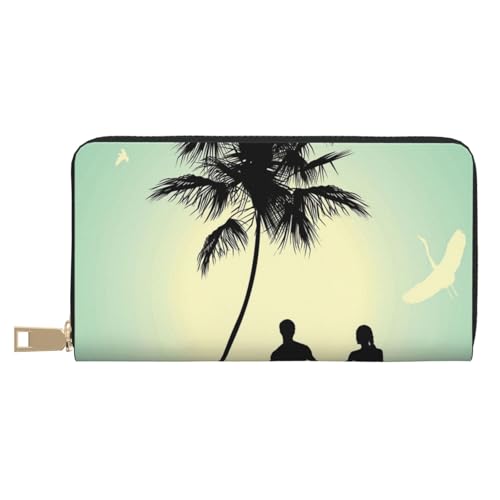 Married Couple Walking On The Beach Long Faux Leather Clutch Chic Stylish Women'S Wallets For Modern Women Large Capacity Card Holder And Organizer Pockets Durable Purse Handbag For Everyday Travel, von VYONNE