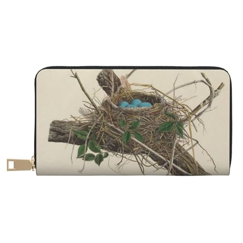 VYONNE Birds Nest Long Faux Leather Clutch Chic Stylish Women's Wallets for Modern Women Large Capacity Card Holder and Organizer Pockets Durable Purse Handbag for Everyday Travel, weiß, Einheitsgröße von VYONNE