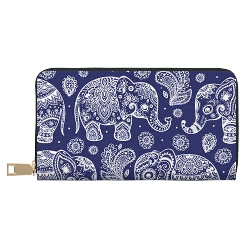 VYONNE Boho Elefant Lange Kunstleder Clutch Chic Stilvolle Damengeldbörsen für moderne Frauen Große Kapazität Kartenhalter und Organizer-Taschen Langlebige Geldbörse Handtasche für den Alltag Reisen, von VYONNE