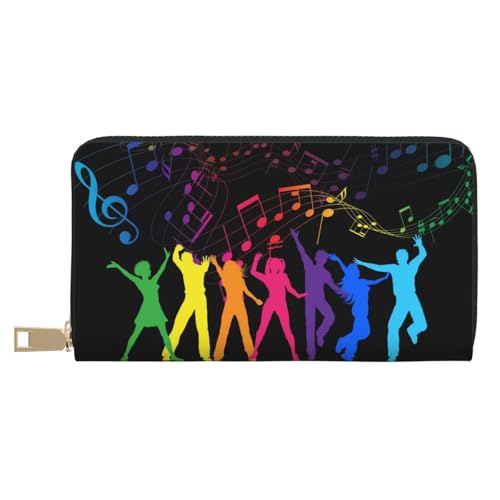 VYONNE Dance with Music Long Faux Leather Clutch Chic Stylish Women's Wallets for Modern Women Large Capacity Card Holder and Organizer Pockets Durable Purse Handbag for Everyday Travel, weiß, von VYONNE