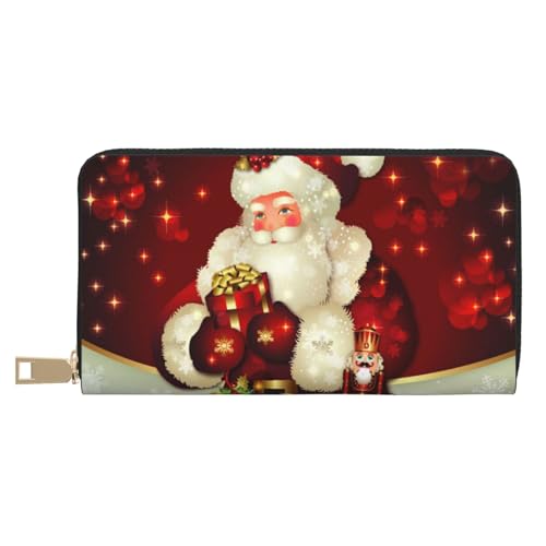 VYONNE Frohe Weihnachten Weihnachtsmann Lange Kunstleder Clutch Chic Stilvolle Damengeldbörsen für moderne Frauen Große Kapazität Kartenhalter und Organizer-Taschen Langlebige Geldbörse Handtasche für von VYONNE