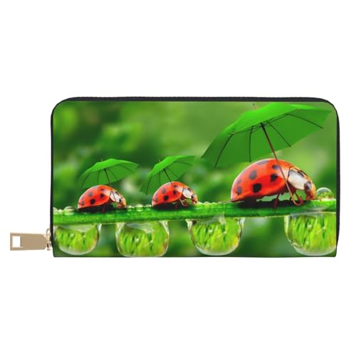 VYONNE Funny Ladybug Long Faux Leather Clutch Chic Stylish Women's Wallets for Modern Women Large Capacity Card Holder and Organizer Pockets Durable Purse Handbag for Everyday Travel, weiß, von VYONNE