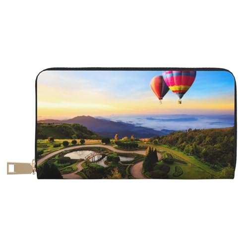 VYONNE Hot Air Balloon Long Faux Leather Clutch Chic Stylish Women's Wallets for Modern Women Large Capacity Card Holder and Organizer Pockets Durable Purse Handbag for Everyday Travel, weiß, von VYONNE