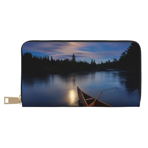 VYONNE Moonlit River Long Faux Leather Clutch Chic Stylish Women's Wallets for Modern Women Large Capacity Card Holder and Organizer Pockets Durable Purse Handbag for Everyday Travel, weiß, von VYONNE