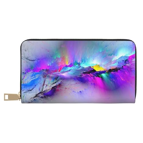 VYONNE Northern Lights Painting Long Faux Leather Clutch Chic Stylish Women's Wallets for Modern Women Large Capacity Card Holder and Organizer Pockets Durable Purse Handbag for Everyday Travel, weiß, von VYONNE