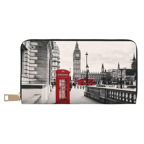 VYONNE Red Phone Booth London Street Long Faux Leather Clutch Chic Stylish Women's Wallets for Modern Women Large Capacity Card Holder and Organizer Pockets Durable Purse Handbag for Everyday Travel, von VYONNE
