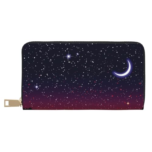 VYONNE Red Sky at Night Starry Long Faux Leather Clutch Chic Stylish Women's Wallets for Modern Women Large Capacity Card Holder and Organizer Pockets Durable Purse Handbag for Everyday Travel, weiß, von VYONNE
