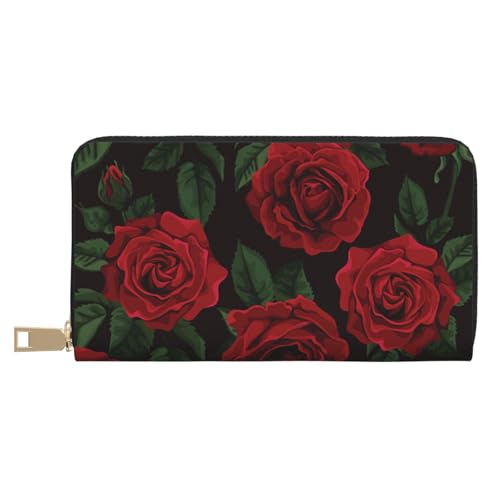 VYONNE Roses Background Long Faux Leather Clutch Chic Stylish Women's Wallets for Modern Women Large Capacity Card Holder and Organizer Pockets Durable Purse Handbag for Everyday Travel, weiß, von VYONNE