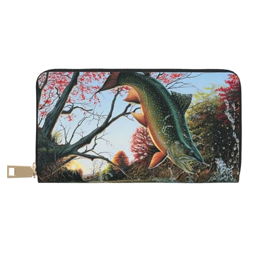 VYONNE Safflower Flying Fish Long Faux Leather Clutch Chic Stylish Women's Wallets for Modern Women Large Capacity Card Holder and Organizer Pockets Durable Purse Handbag for Everyday Travel, weiß, von VYONNE