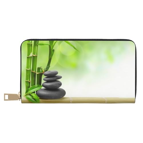 VYONNE Stone Bamboo Long Faux Leather Clutch Chic Stylish Women's Wallets for Modern Women Large Capacity Card Holder and Organizer Pockets Durable Purse Handbag for Everyday Travel, weiß, von VYONNE