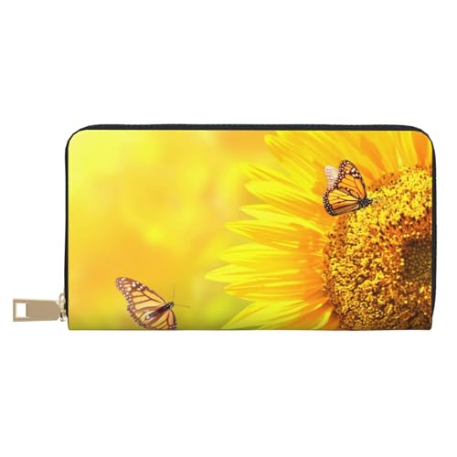 VYONNE Sunflower Butterfly Sunny Long Faux Leather Clutch Chic Stylish Women's Wallets for Modern Women Large Capacity Card Holder and Organizer Pockets Durable Purse Handbag for Everyday Travel, von VYONNE