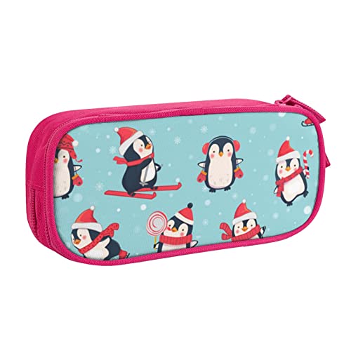 VYONNE Tasche für Schule, Bürobedarf, Weihnachts-Pinguine, großes Fassungsvermögen, Federmäppchen für Studenten, Schreibwaren, Stiftebox, Schreibtisch mit glattem Reißverschluss, tragbarer Bleistift, von VYONNE