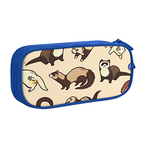 VYONNE Tasche für Schule, Bürobedarf, haariges Frettchen, großes Fassungsvermögen, Federmäppchen für Studenten, Schreibwaren, Bleistiftbox, Schreibtisch mit glattem Reißverschluss, tragbarer von VYONNE