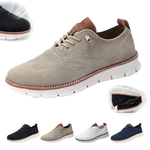 VYOTWBZ Wearbreeze-Schuhe for Herren, Urban – Ultrabequeme Schuhe, Wearbreeze-Urbans-Schuhe, lässige Business-Oxfords for Herren, Bequeme Mesh-Wanderschuhe (Color : Khaki, Size : 42 EU) von VYOTWBZ