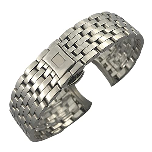 VYSLZ 16mm 19mm 20mm 316L gebogenes Ende Edelstahl-Uhrenarmband, für Omega DE VILLE PRESTIGE Orbis Edition Uhrenarmband Faltschließe(Silver,19mm) von VYSLZ