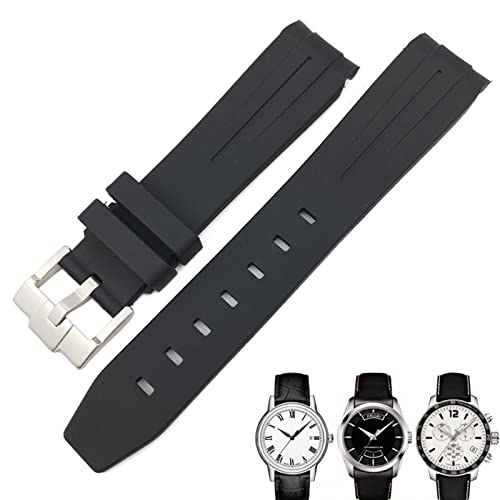 VYSLZ 19 mm 20 mm gebogenes Gummi-Uhrenarmband für Tissot 1853 Lelocle PRC200 Rolex Submariner Hamilton Omega wasserdichtes Uhrenarmband(Black Black 1,20mm) von VYSLZ