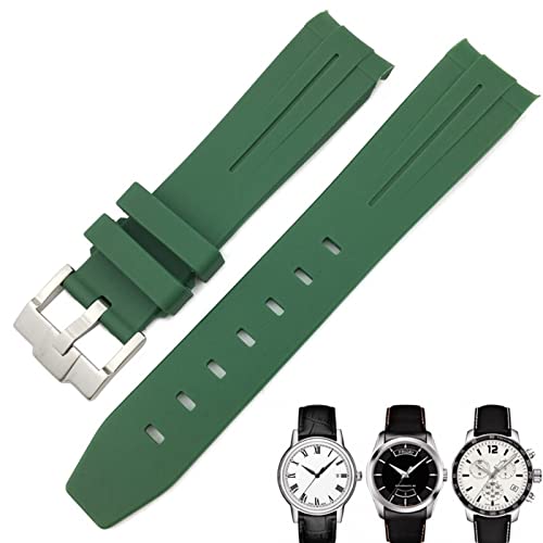 VYSLZ 19 mm 20 mm gebogenes Gummi-Uhrenarmband für Tissot 1853 Lelocle PRC200 Rolex Submariner Hamilton Omega wasserdichtes Uhrenarmband(Green 1,20mm) von VYSLZ