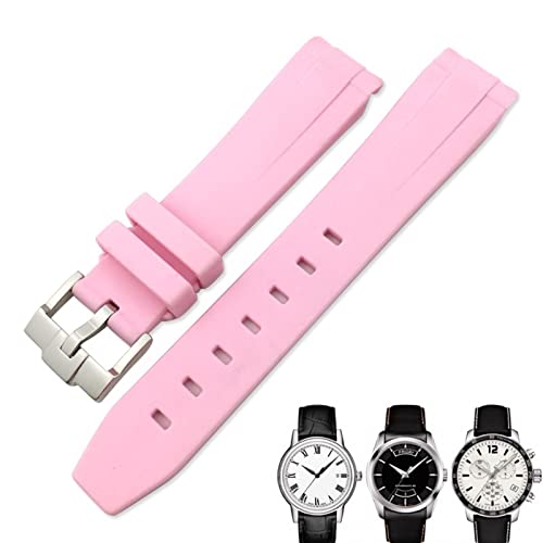 VYSLZ 19 mm 20 mm gebogenes Gummi-Uhrenarmband für Tissot 1853 Lelocle PRC200 Rolex Submariner Hamilton Omega wasserdichtes Uhrenarmband(Pink 1,19mm) von VYSLZ