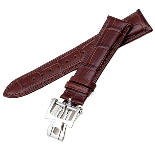 VYSLZ 19mm 20mm 21mm 22mm Uhrenarmband aus echtem Leder für Vacheron Constantin Patrimony VC Männer und Frauen Schwarz Braun Rindslederband(BROWN SILVER,22mm) von VYSLZ