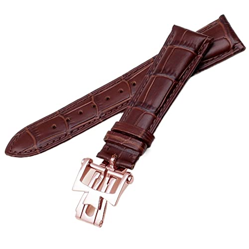 VYSLZ 19mm 20mm 21mm 22mm Uhrenarmband aus echtem Leder für Vacheron Constantin Patrimony VC Männer und Frauen Schwarz Braun Rindslederband(Brown Rose Gold,21mm) von VYSLZ