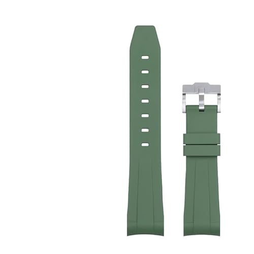 VYSLZ 21 mm Natur-Fluorkautschuk-Uhrenarmband mit gebogenem Ende, Ersatz für Rolex-Armband, neuer grüner Submariner Explorer 2 Rollen-Uhrenarmbandgürtel(Green,20mm) von VYSLZ