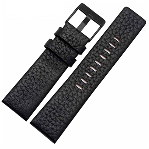 VYSLZ 22mm 24mm 26mm 28mm 30mm Echtlederarmband für Diesel DZ7259 DZ7256 DZ7265 Uhrenarmband(Black black,22mm) von VYSLZ