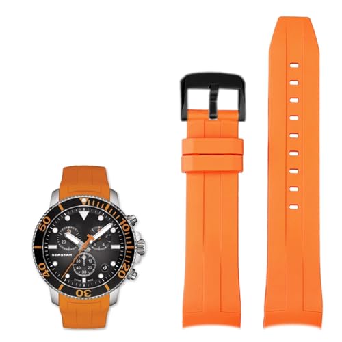 VYSLZ 22mm Silikon Uhrenarmbänder Für Tissot T120417 T120407 Quarz Zifferblatt Gummi Sport Männer Armband Armband Wasserdicht(Orange black buckle) von VYSLZ