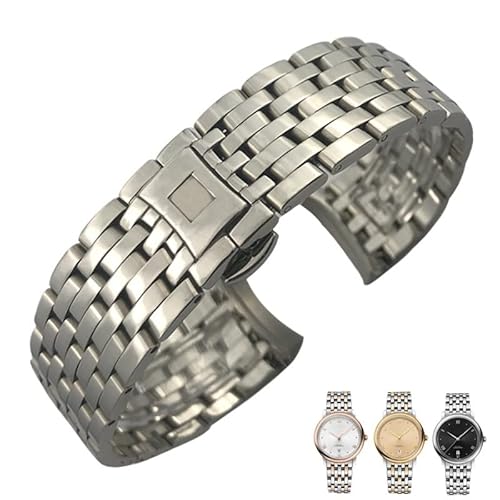 VYSLZ 316L Edelstahl-Uhrenarmbänder mit gebogenem Ende, 16 mm, 19 mm, 20 mm, für Omega DE VILLE PRESTIGE Orbis Edition Uhrenarmband mit Faltschließe(Silver,16mm) von VYSLZ