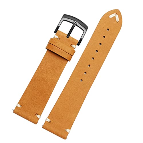 VYSLZ Echtes Leder -Uhrband für Bürger BM8475-26E 00F00X Armband 20 mm 22 mm schwarzbraunes weiches Kuhpferdarmband(Apricot black,22mm) von VYSLZ