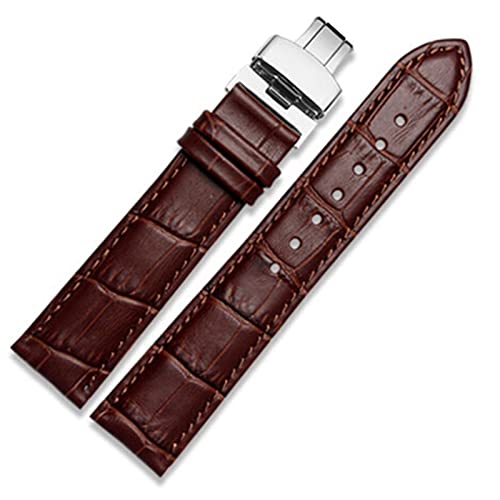 VYSLZ Echtes Leder -Uhrband mit Schmetterlingsverschluss Bändern Croco -Armband für Männer Striche 12 13 14 15 16 17 18 19 20 21 22 23 24 mm(Brown,17mm) von VYSLZ
